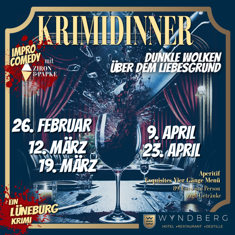 Ein Krimidinner im Wyndberg – Spannung und Genuss in vier Gängen am 09.04.2026 um 19:00 Uhr