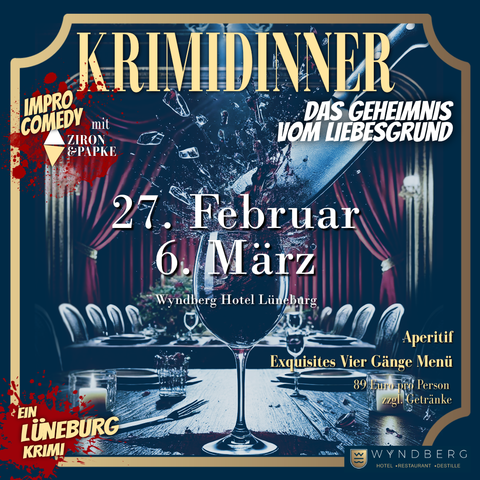 Ein Krimidinner im Wyndberg – Spannung und Genuss in vier Gängen am 10.04.2025 um 19:00 Uhr